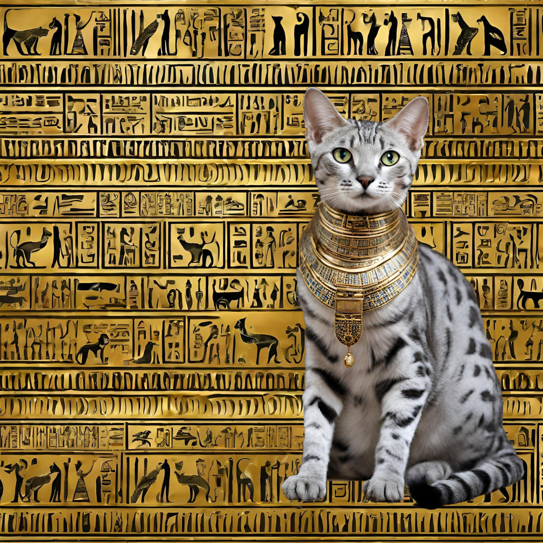 Egyptian Mau with egyptian decor